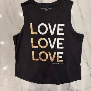 Spiritual Gangster Black Tank with Gold & White "LOVE" Print